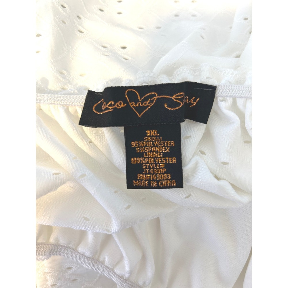 Coco‎ and Sky Cold Shoulder Top 3XL White Eyelet Lace Button Front - Picture 4 of 4